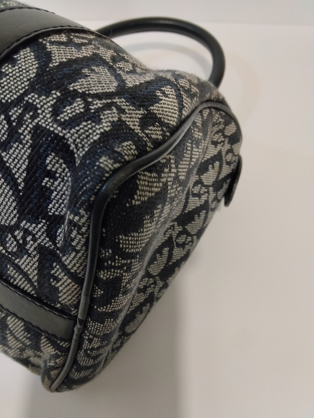 Christian Dior Vintage Navy Blue Trotter Boston Bag Diorissimo Canvas Small EUC - Picture 12 of 14